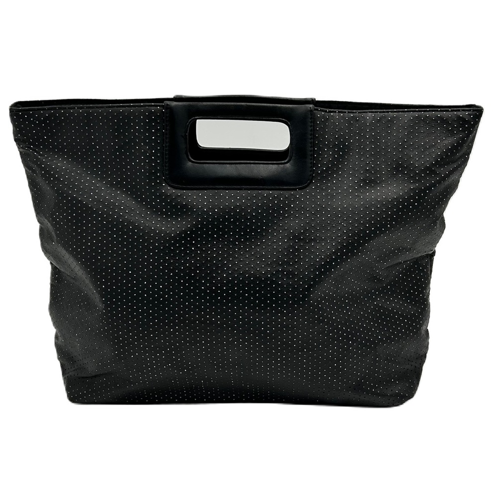 Victorias‎ Secret Vegan Leather Clutch Purse L Black Sparkle Formal Glam Party